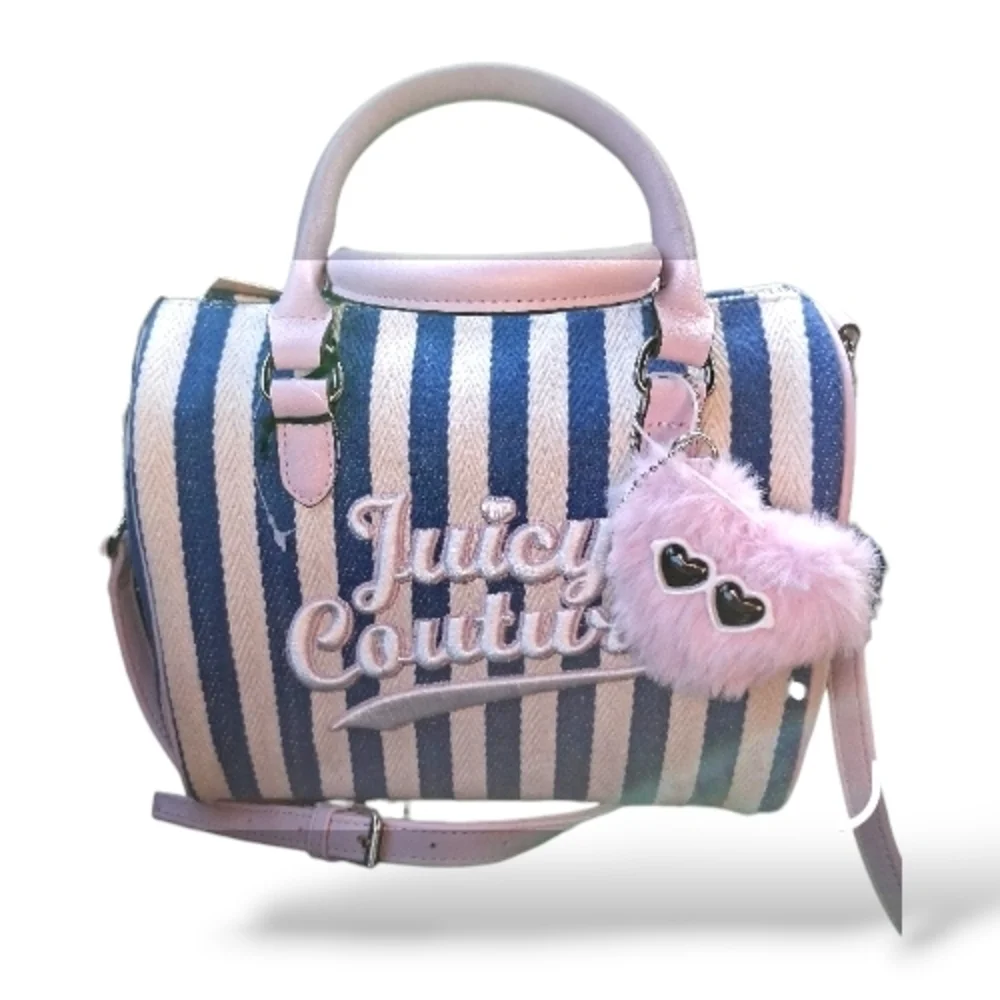 Nwt Juicy Couture Pink and Blue Stripes Satchel